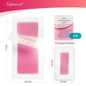 NOPUNZEL layout showing two strip sizes for targeted and wide-area waxing convenience