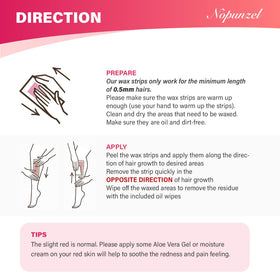 NOPUNZEL strip applied on leg demonstrating fast root hair removal and smooth finish