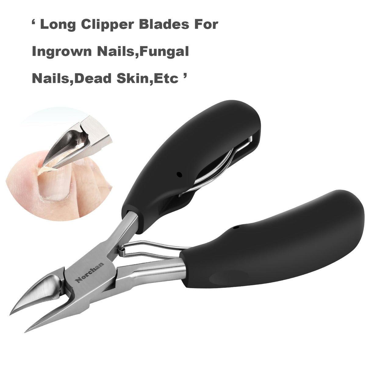 Norchan curved ingrown nail clipper detail following nail contour benefit gentler trimming