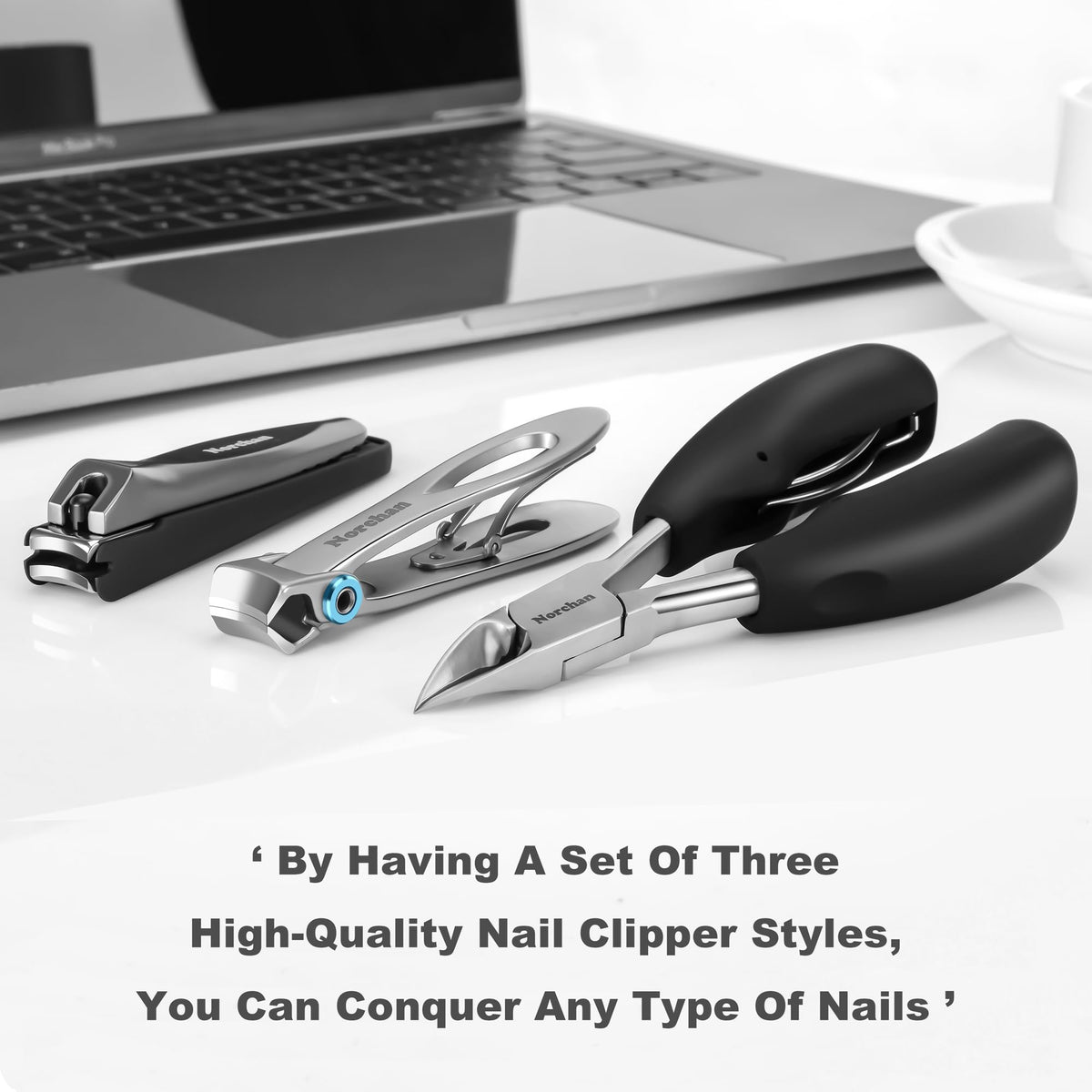 Norchan clipper in hand next to coin for scale showing size and leverage benefit easy handling