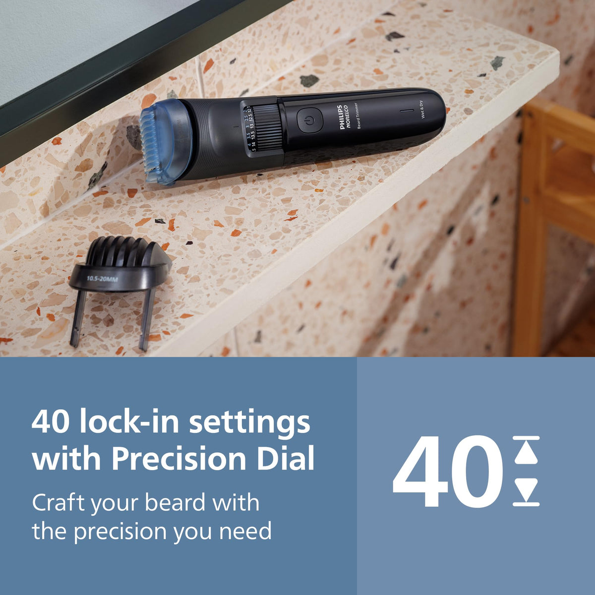 Norelco Philips ergonomic grip in hand offering comfort and secure handling during styling