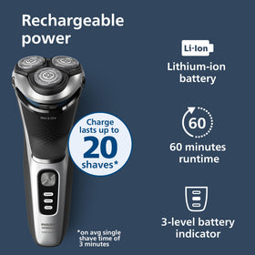 Norelco 3900 travel pouch and protective p‑cap ready for compact transportation