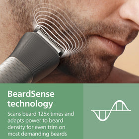 Norelco 9000 body groomer attachment demonstrating gentle skin protection features