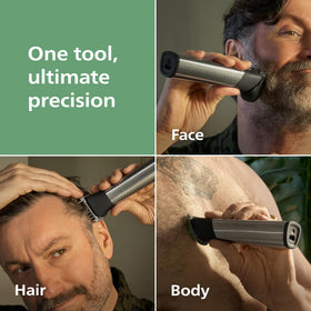 Norelco 9000 full 28-piece kit laid out highlighting attachments for versatile grooming