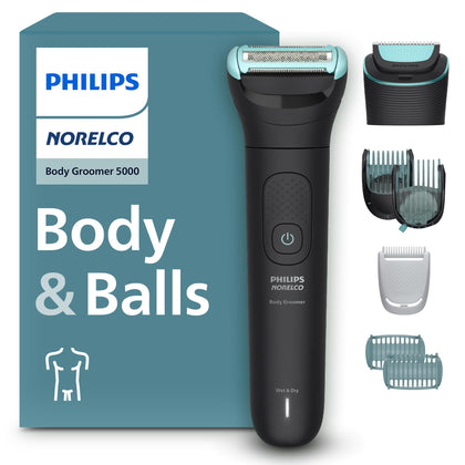Norelco body groomer 5000 front view showing ergonomic grip and controls for better handling