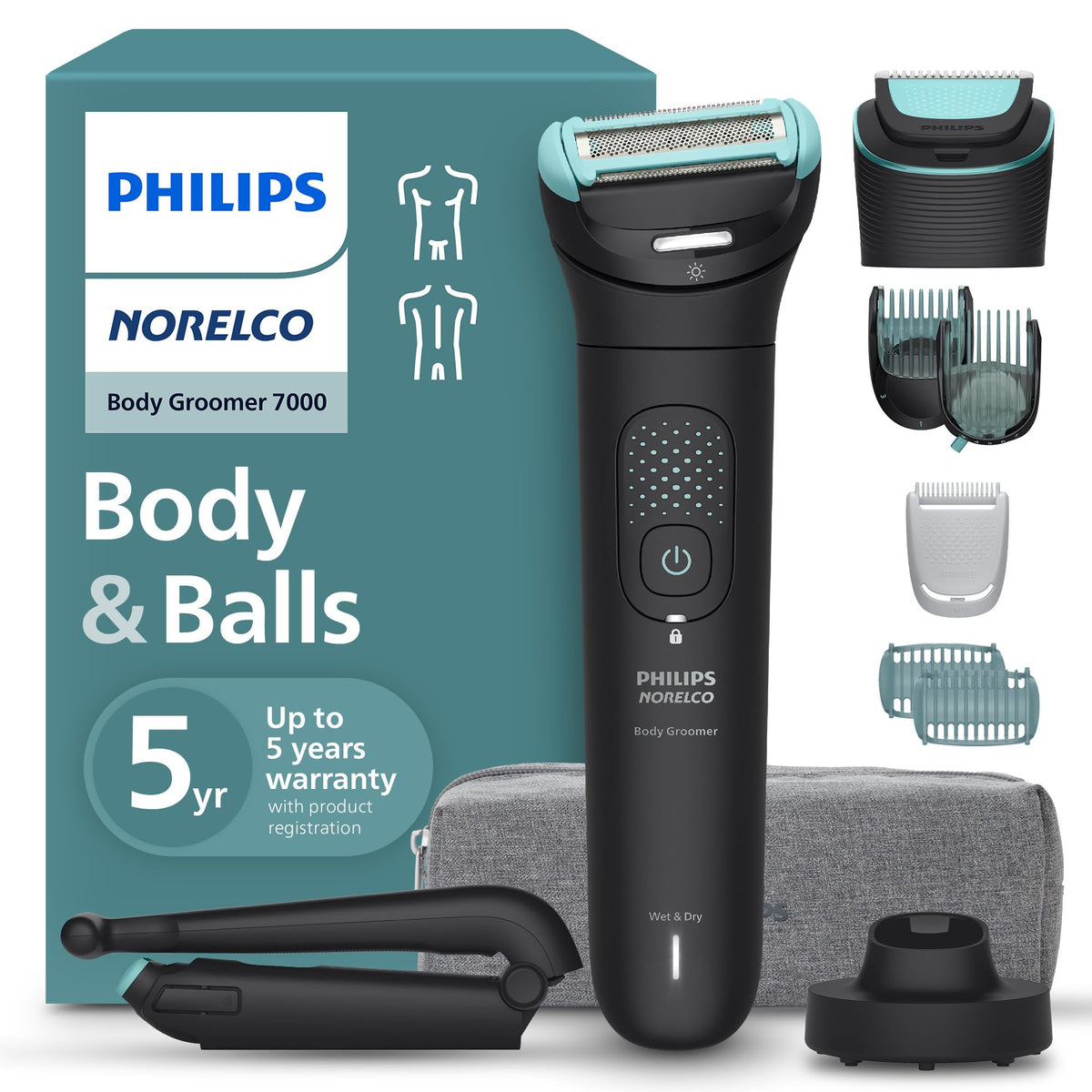 Norelco front view showing ergonomic grip and controls, enabling precise handling