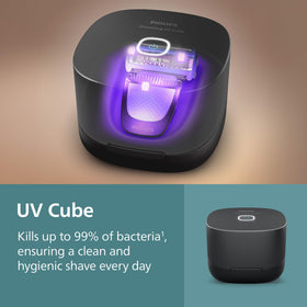 Norelco body groomer uv cube sanitizer with groomer inside for hygienic cleaning
