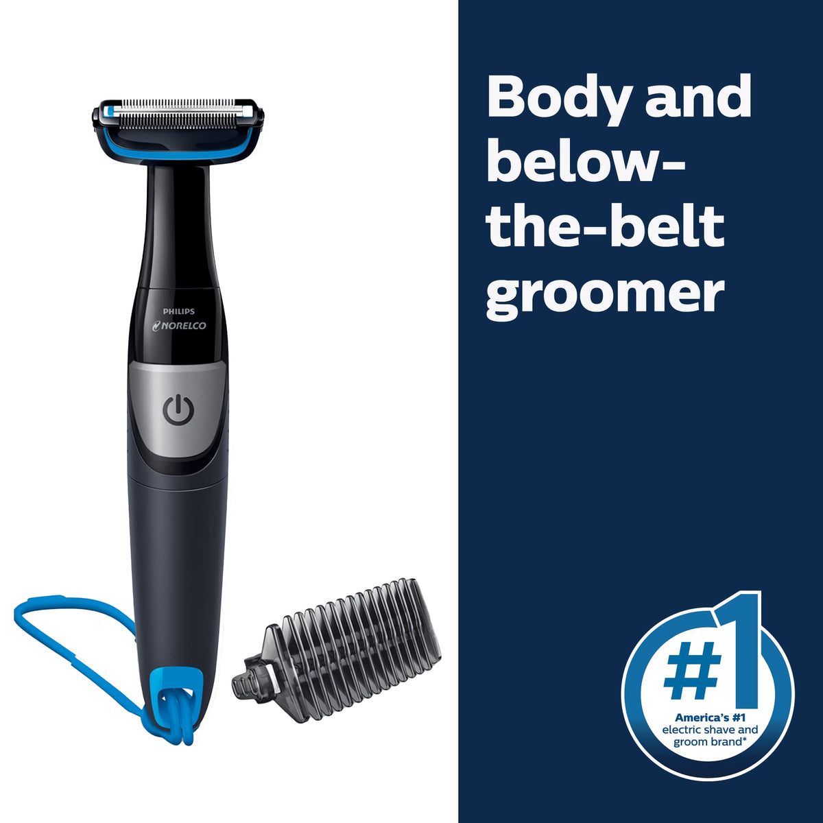 Norelco Bodygroom close-up of bi-directional trimmer head for efficient cutting
