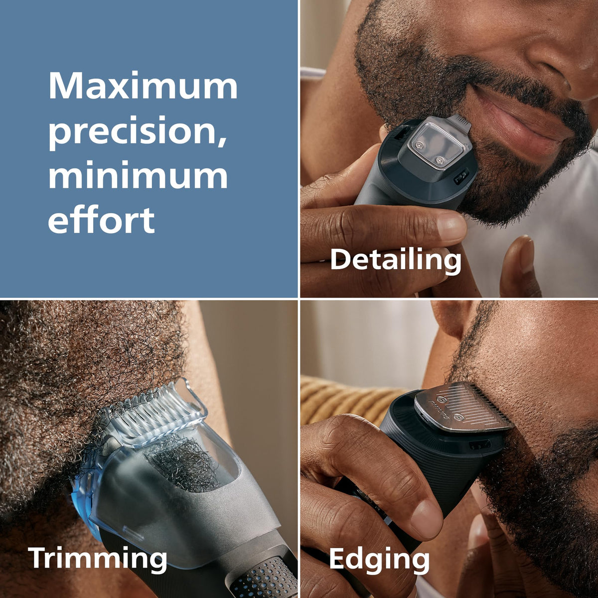 Norelco close-up of self-sharpening metal blades for long-lasting precision