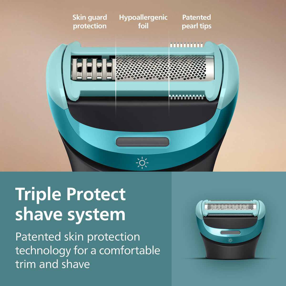 Norelco groomer 9000 back handle attachment showing extended reach for back grooming