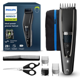 Norelco clipper front view showing controls and textured grip for comfortable handling
