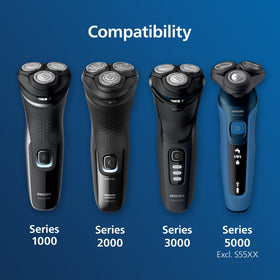 Norelco replacement head mounted on compatible shaver demonstrating secure fit and improved performance