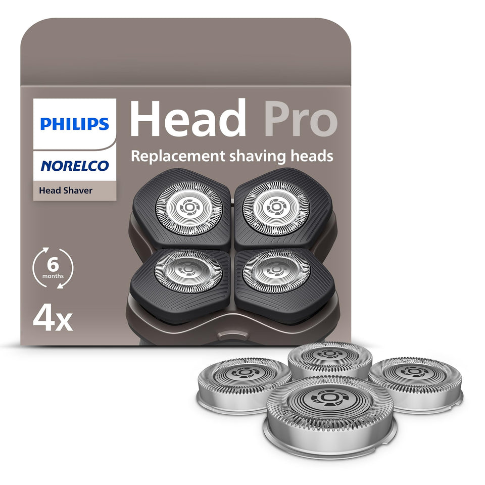 Norelco front packaging showing genuine HS740/40 heads and benefits