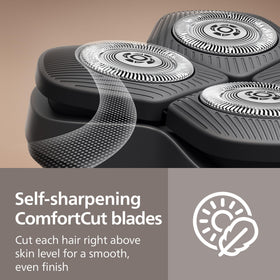 Norelco Pro 5000 ergonomic non-slip grip held in hand for secure handling