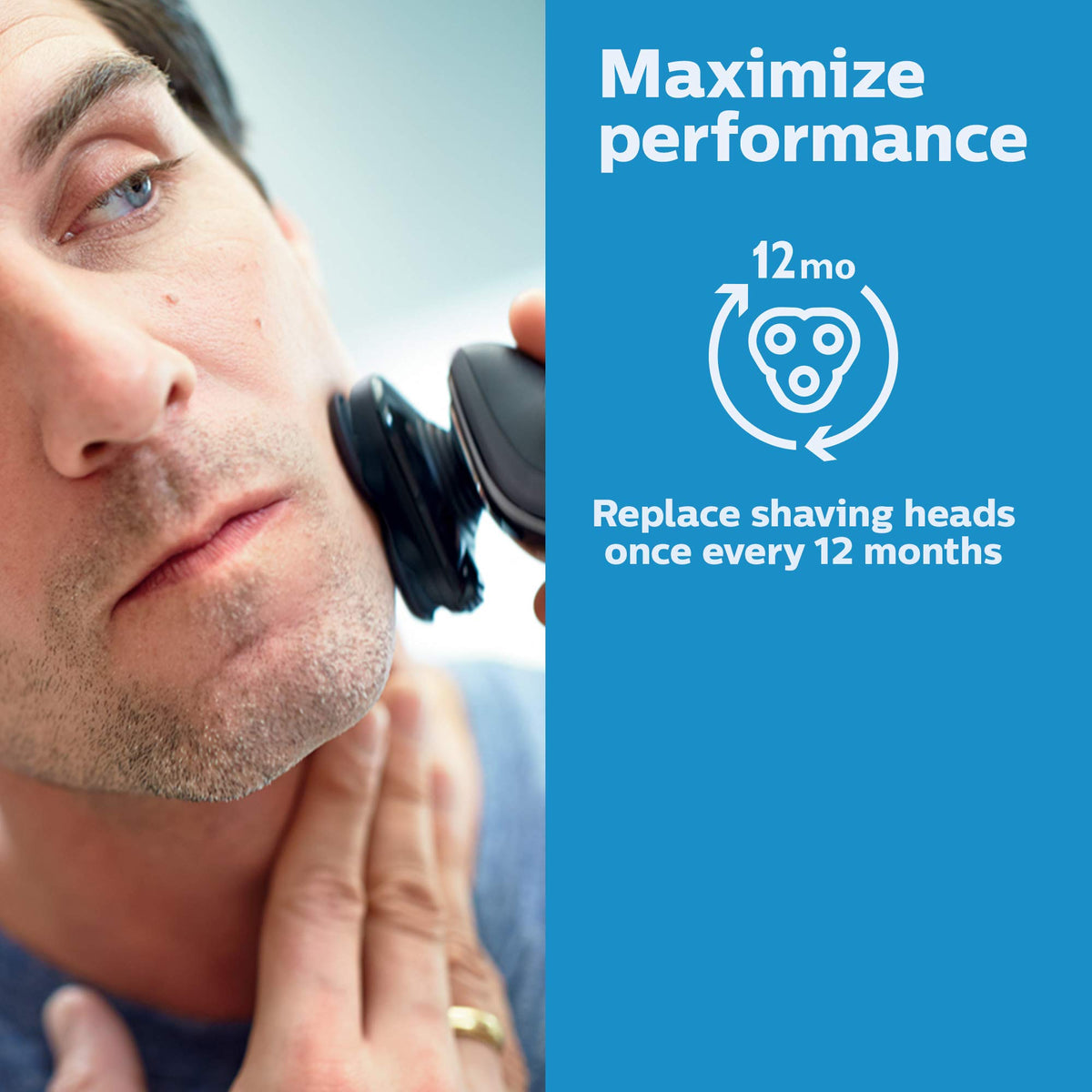 Norelco replacement heads snapped into a compatible shaver demonstrating easy installation