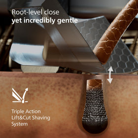 Norelco i9000 NanoTech blades in action delivering efficient cutting