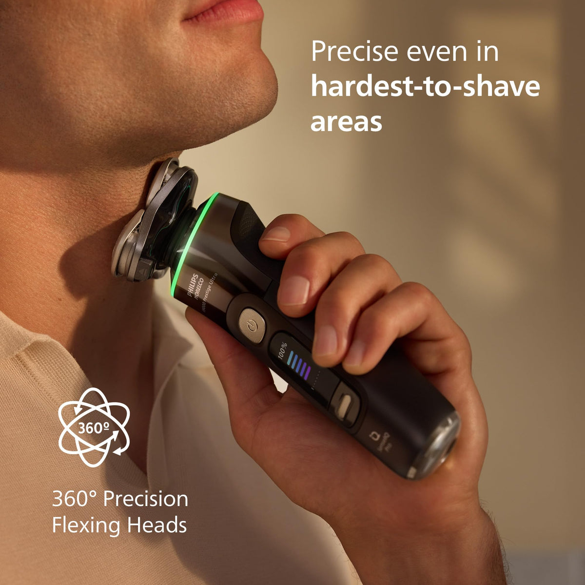 Norelco i9000 shaving with foam demonstrating wet use and easy rinse