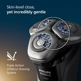 Norelco i9000 close-up of flexible shaving head showing contour adaptation for precise results