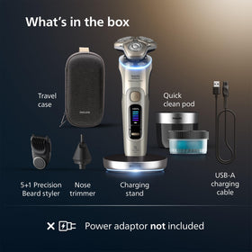 Norelco i9000 in bathroom lifestyle scene showing wet and dry shave versatility benefit