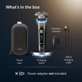 Norelco i9000 on bathroom counter illustrating premium routine convenience