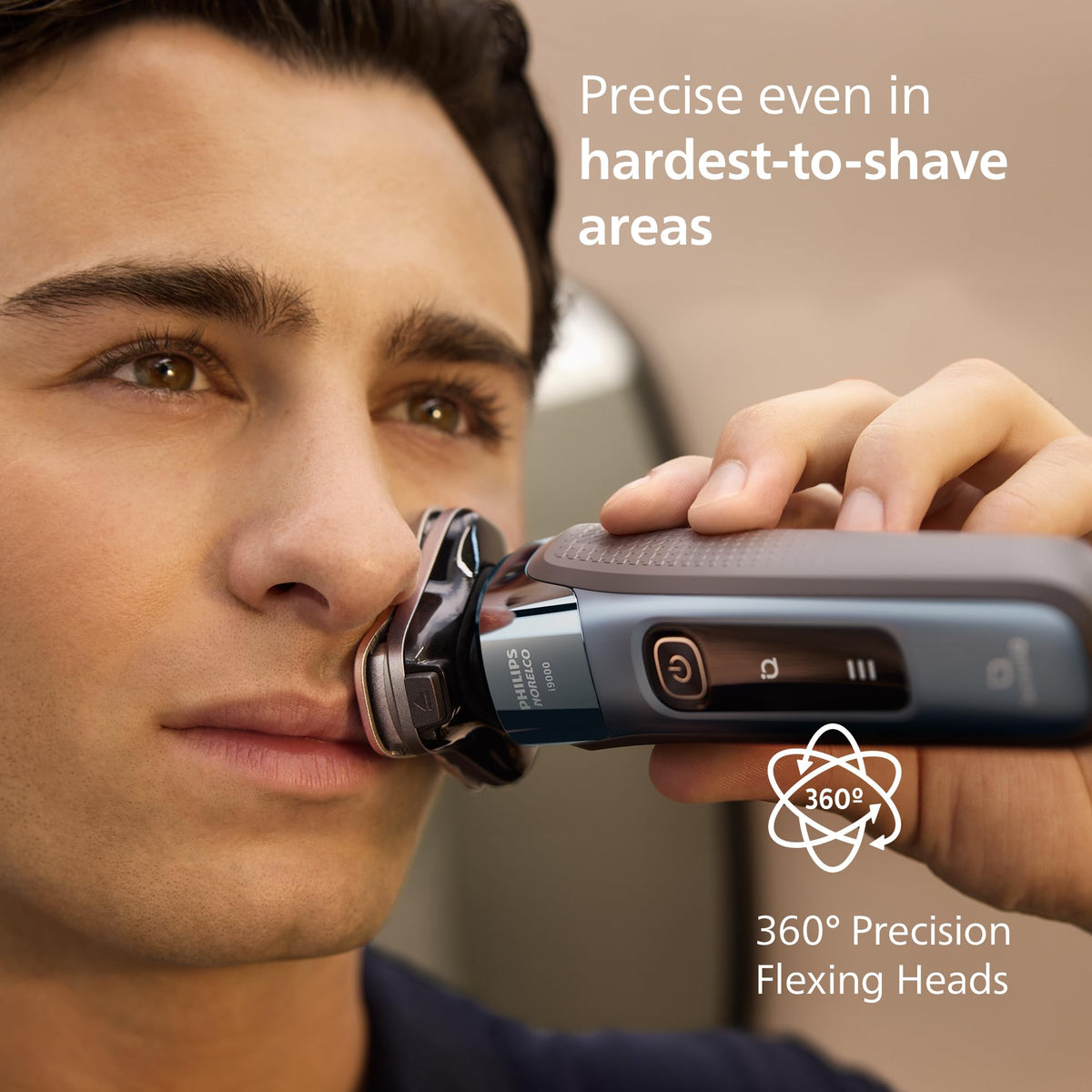 Norelco i9000 Hydro SkinGlide coating detail demonstrating smoother glide benefit