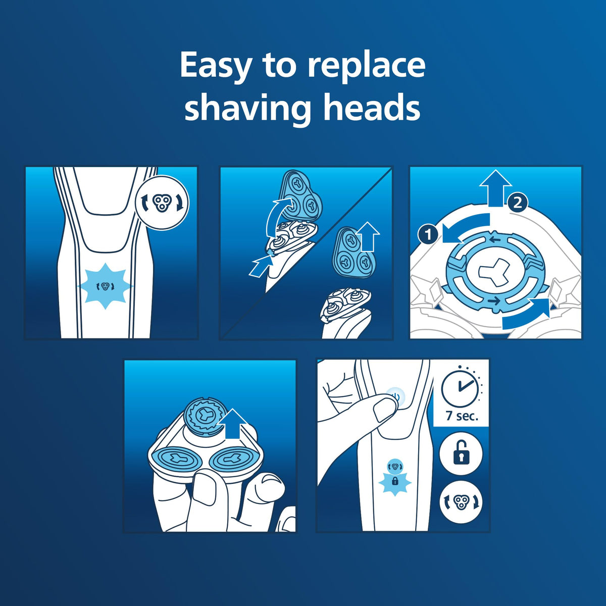 Norelco shaving heads staged in bathroom setting illustrating regular maintenance for smoother shaves