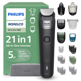 Norelco MG5995 front view showing trimmer and ergonomic grip for comfortable control
