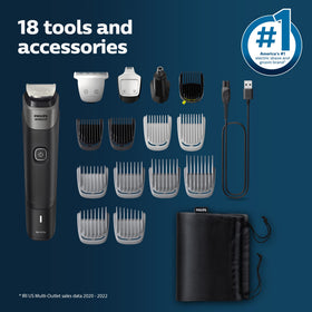 Norelco Multigroom 5000 rinsing detachable heads under tap for quick cleaning