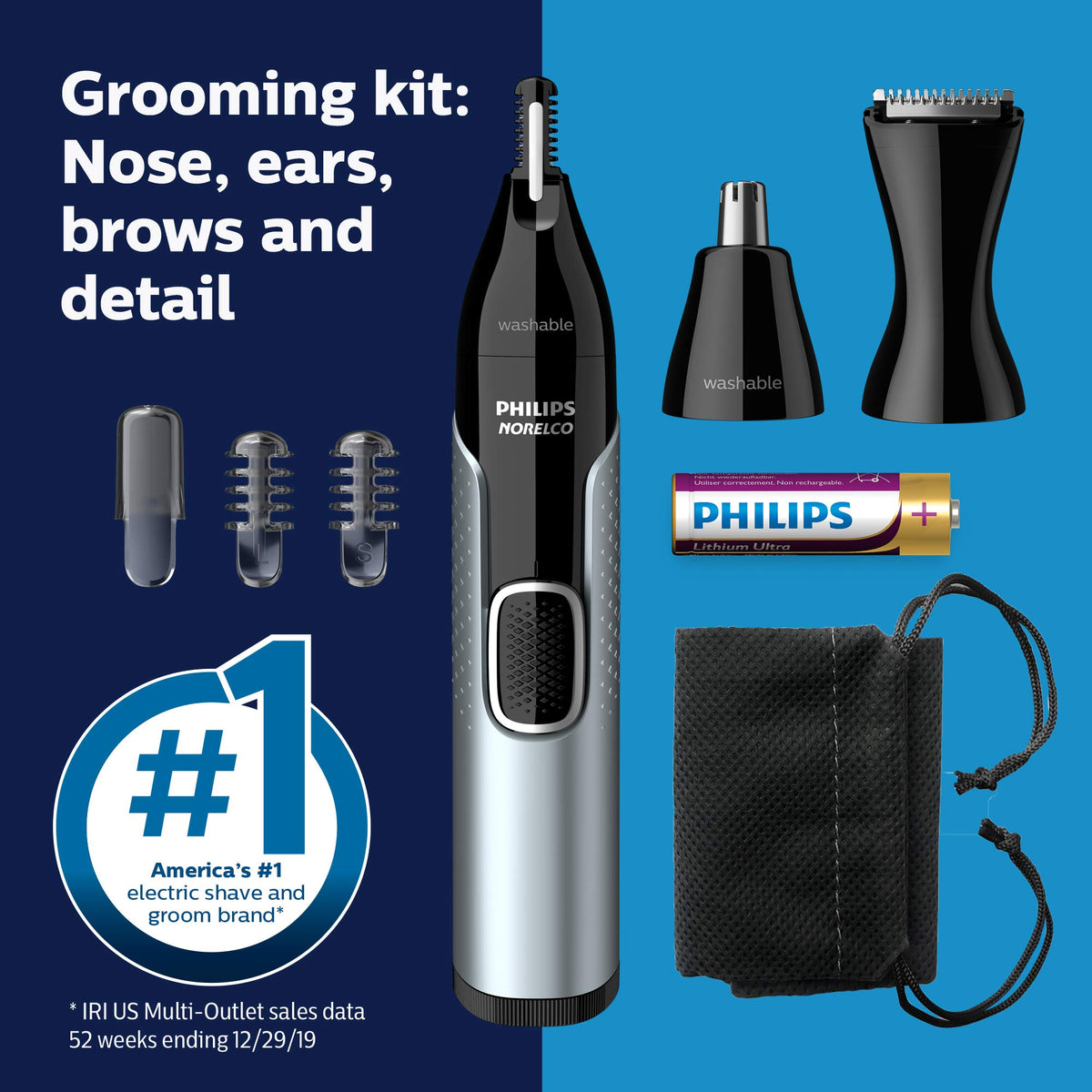 Norelco NT5600 with travel pouch illustrating portable grooming for trips and daily carry