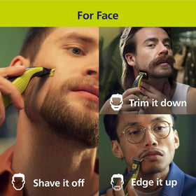 Norelco One 360 blade close-up highlighting 360° flexing cutter for precise contact
