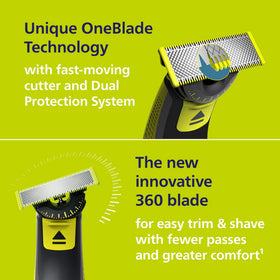 Norelco One 360 with 5in1 comb attached demonstrating adjustable trim lengths benefit