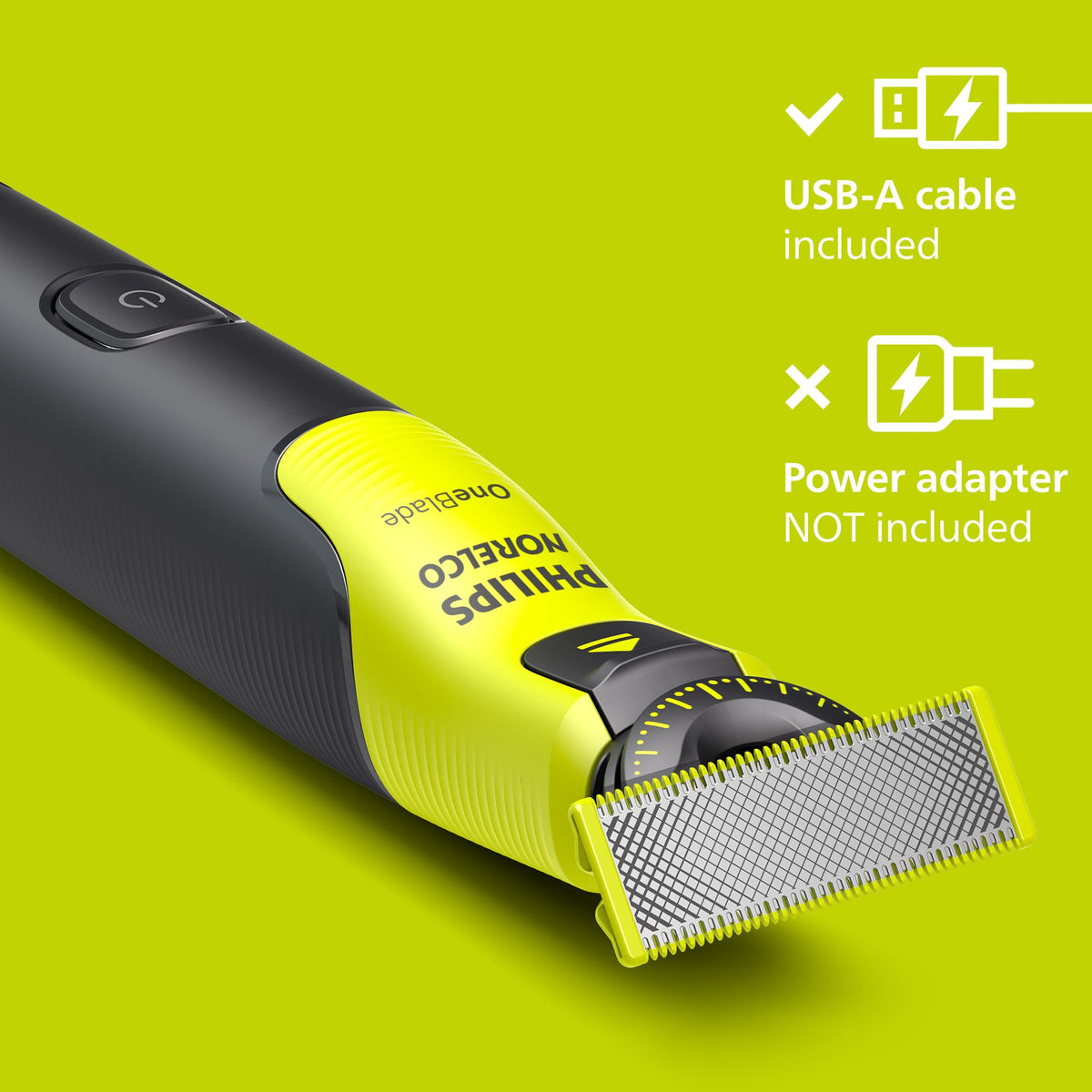 Norelco OneBlade 360 app connectivity screen offering blade replacement and battery alerts