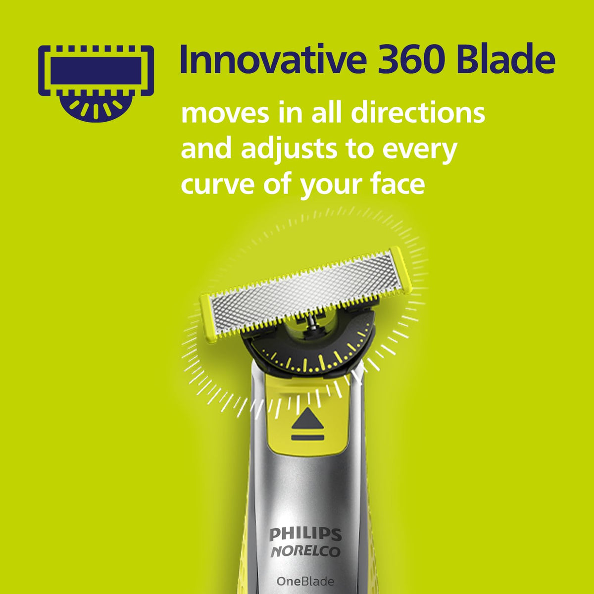Norelco OneBlade next to coin to illustrate compact size and travel convenience