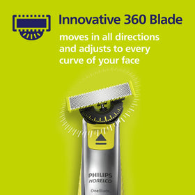 Norelco OneBlade next to coin to illustrate compact size and travel convenience