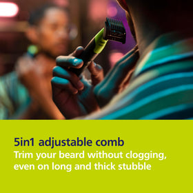 Norelco OneBlade 360 USB charging cable and port displaying easy recharging benefit
