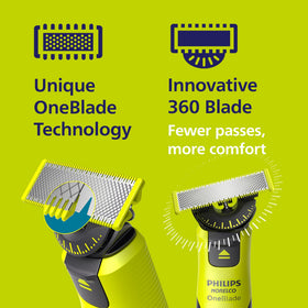 Norelco OneBlade 360 wet shaving shower scene showing wet or dry grooming convenience