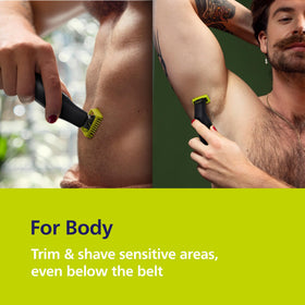Norelco OneBlade used on face demonstrating comfortable edging and fewer passes
