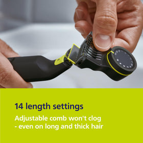 Norelco OneBlade Pro 360 accessories with soft pouch and USB-A cable, for travel convenience