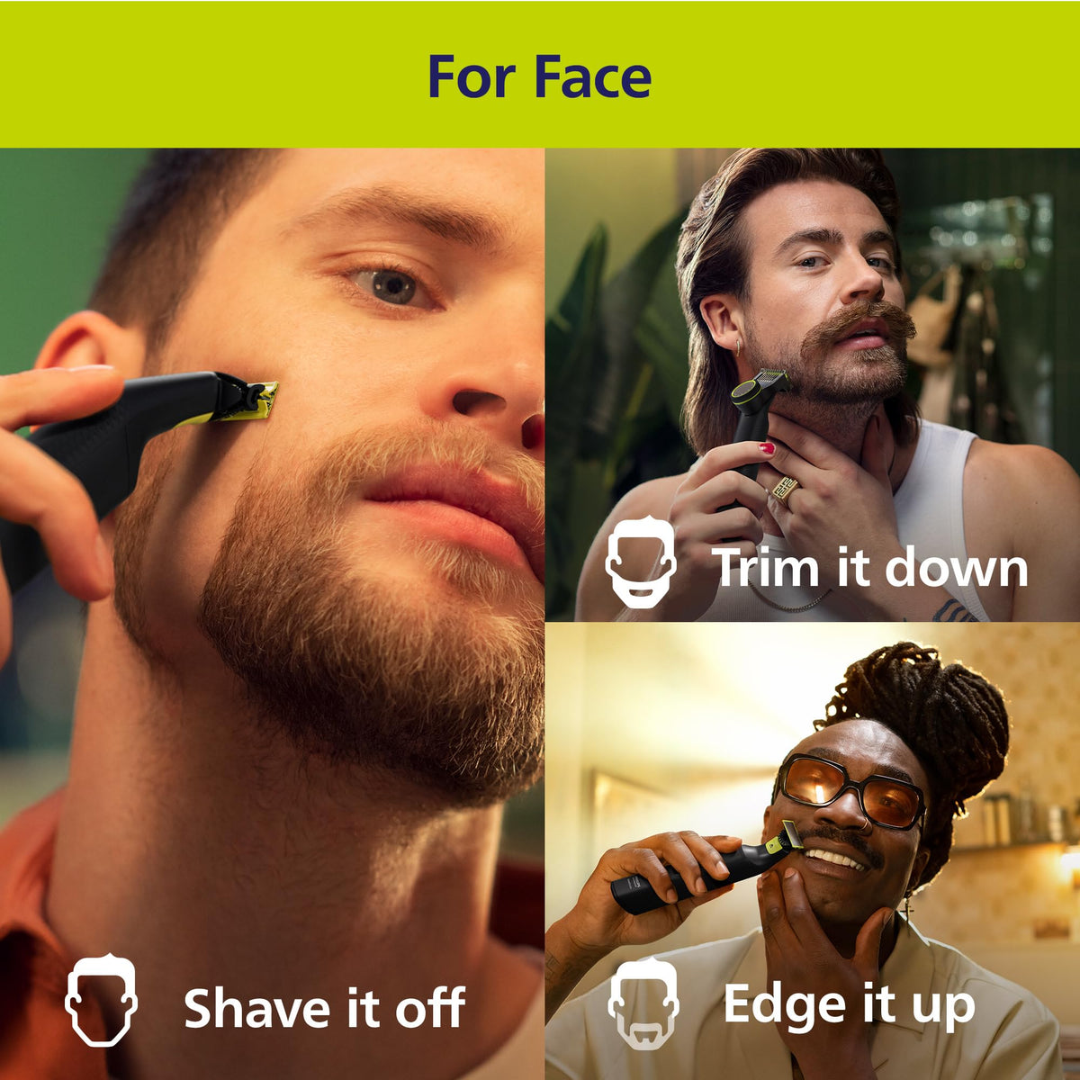 Norelco OneBlade Pro 360 with precision comb attached, for consistent trimmed lengths