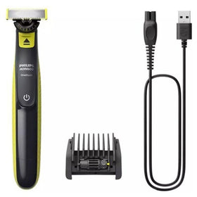 Norelco OneBlade front view showing ergonomic handle and power button for easy control