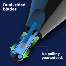 Norelco trimmer side profile displaying ergonomic grip for precise control