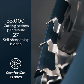 Norelco precision trimmer extended to detail sideburns and mustache shaping benefit