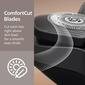 Philips Norelco in-hand ergonomic grip demonstrating secure control during shaving