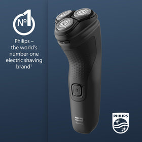 Norelco shaver 1100 closeup of 4D floating heads demonstrating contour-following comfort