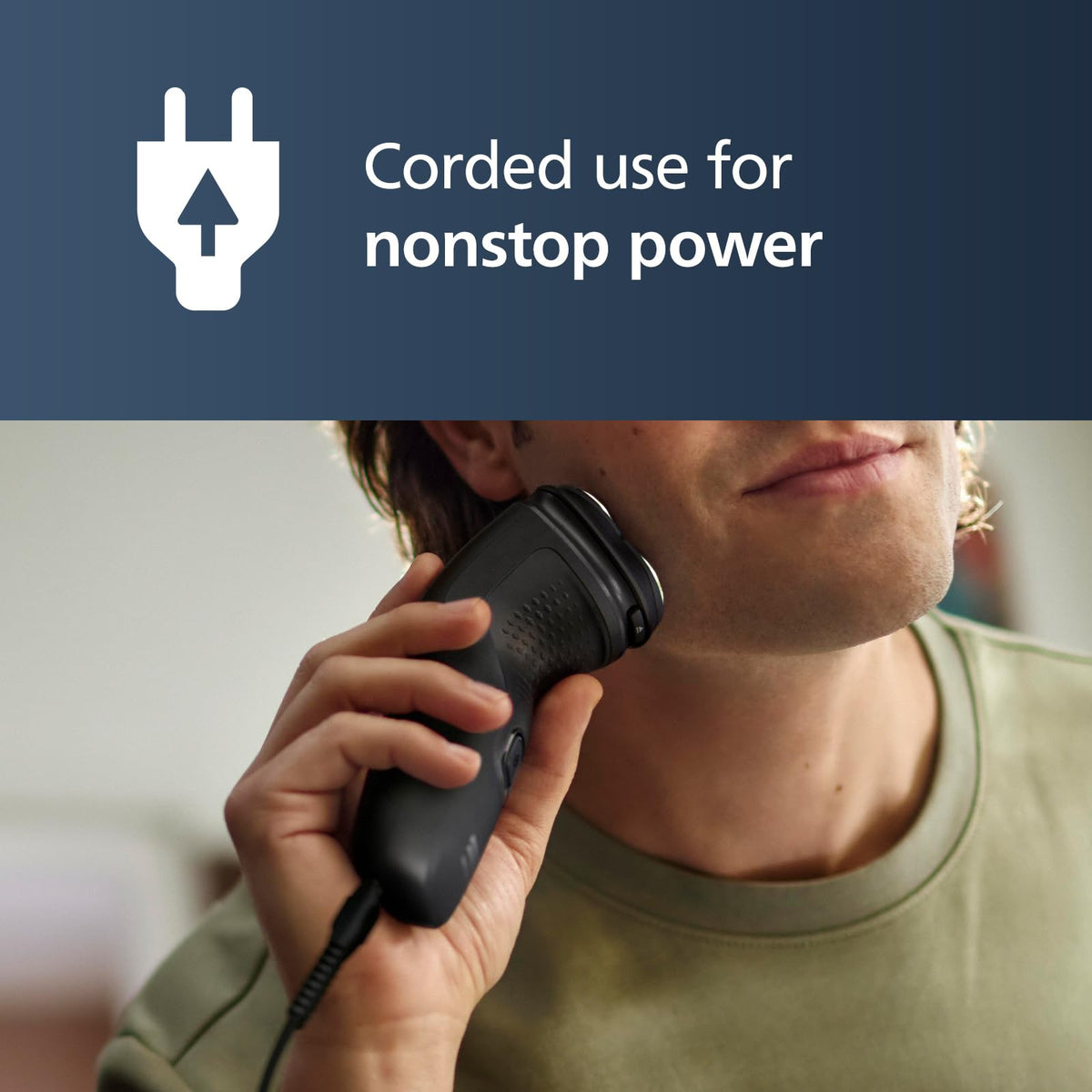 Norelco shaver 1100 with p-cap for secure storage and travel protection
