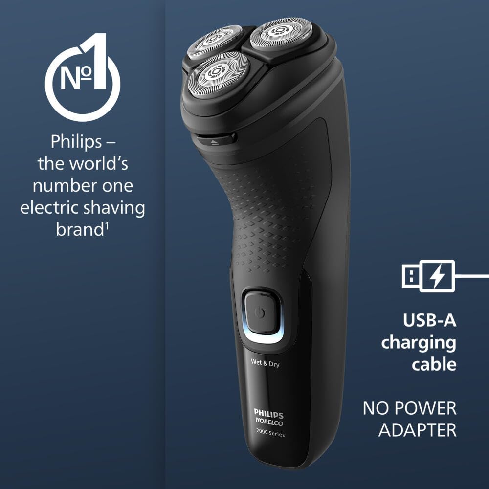 Norelco shaver being used in shower illustrating wet and dry versatility
