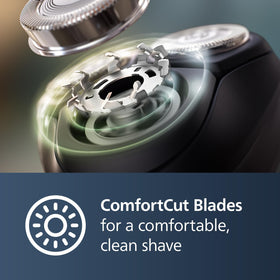 Norelco shaver 2600 flex heads closeup illustrating 4D movement for fewer nicks