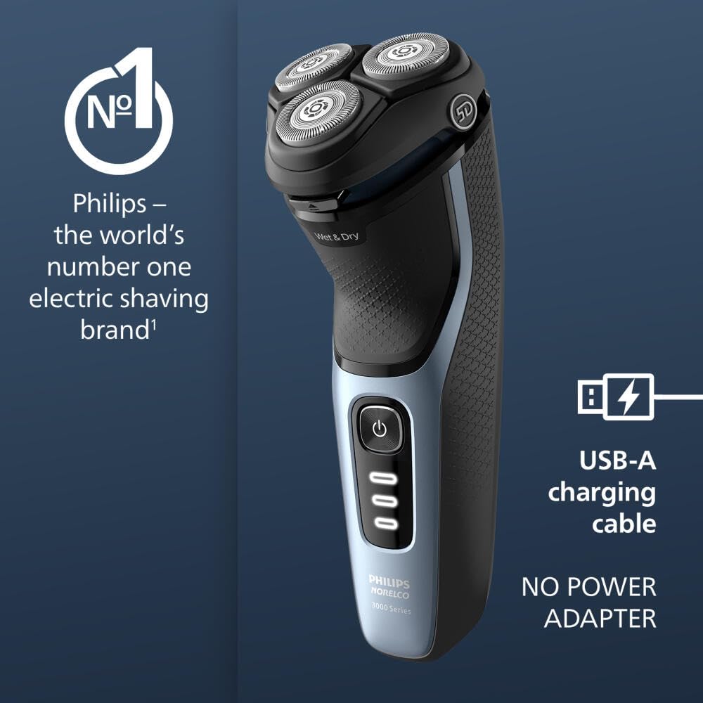 Norelco accessories kit with p-cap, travel pouch, and USB-A cable for portability