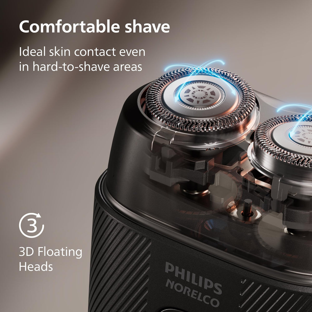 Norelco shaver 500 held in hand to show compact travel-friendly size and control