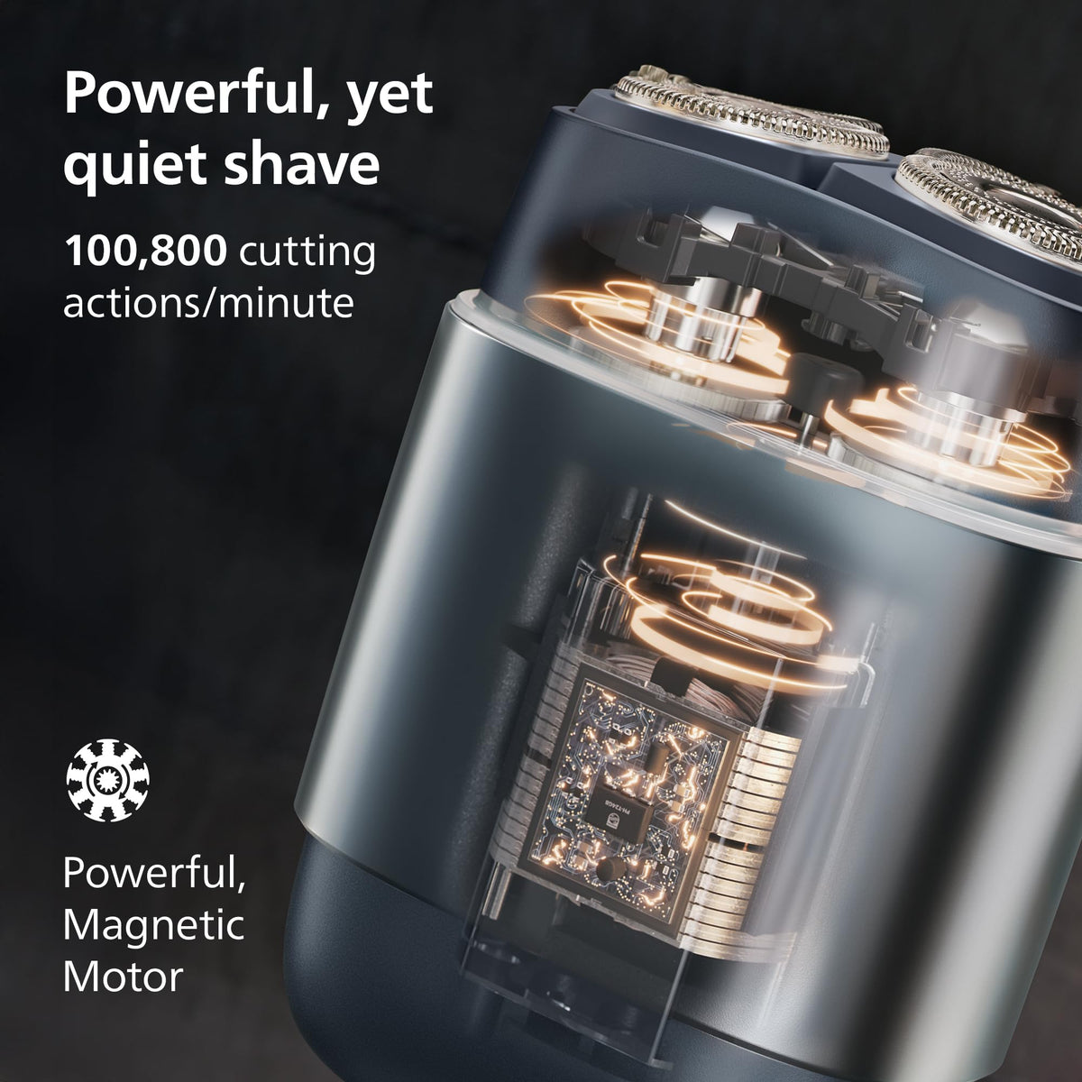 Norelco shaver 700 in hand scale demonstrating compact size and travel-friendly design